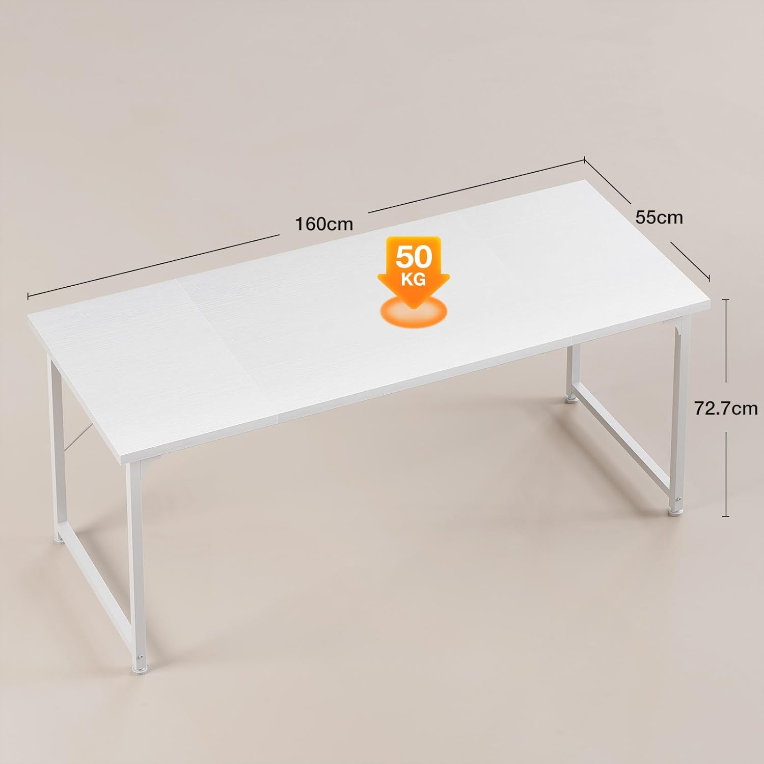 Bureau d'ordinateur - blanc - 160x55 cm - espace de travail moderne