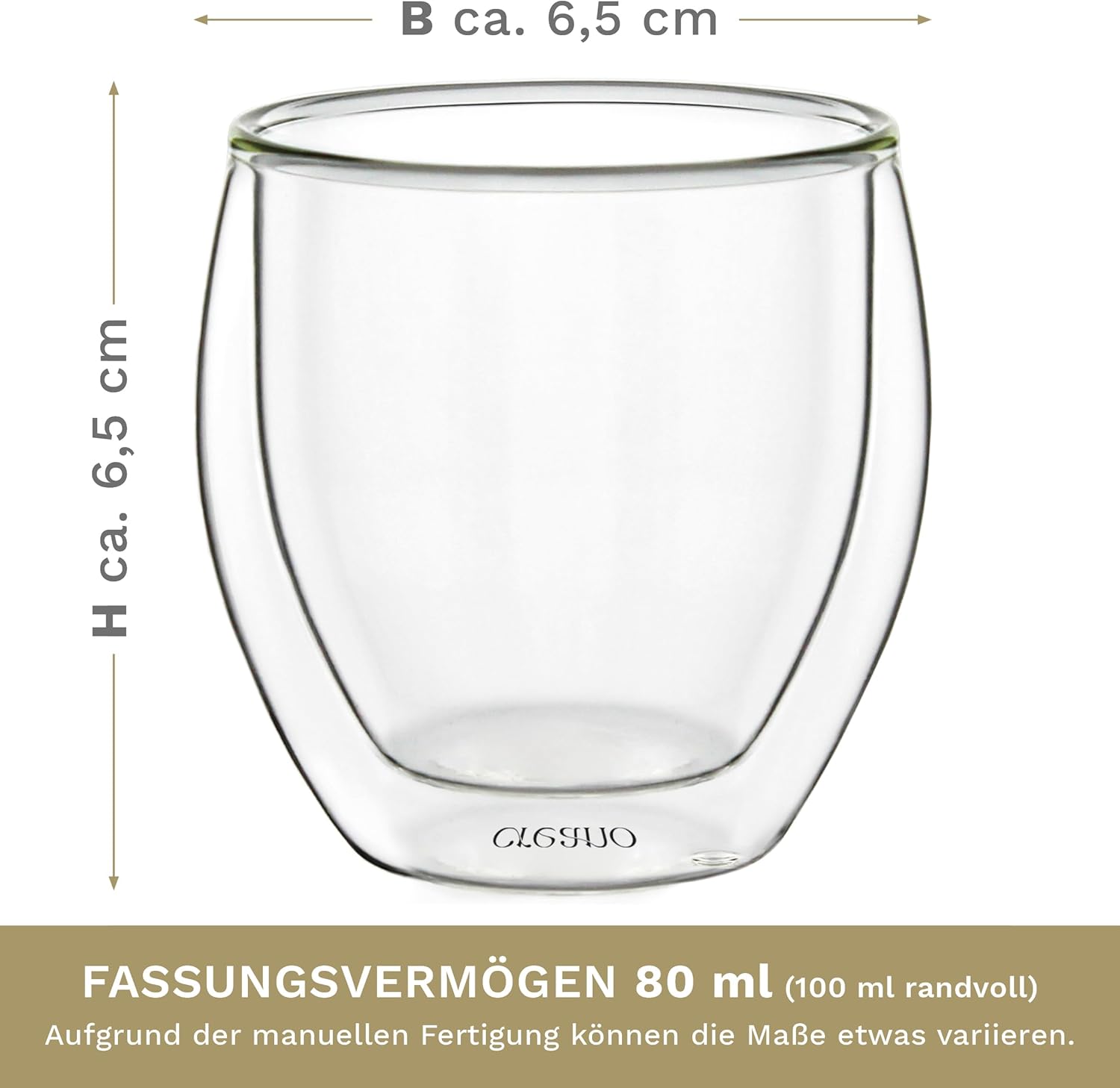 Creano – Verres à expresso double paroi 80ml – 6 pièces – effet flottant