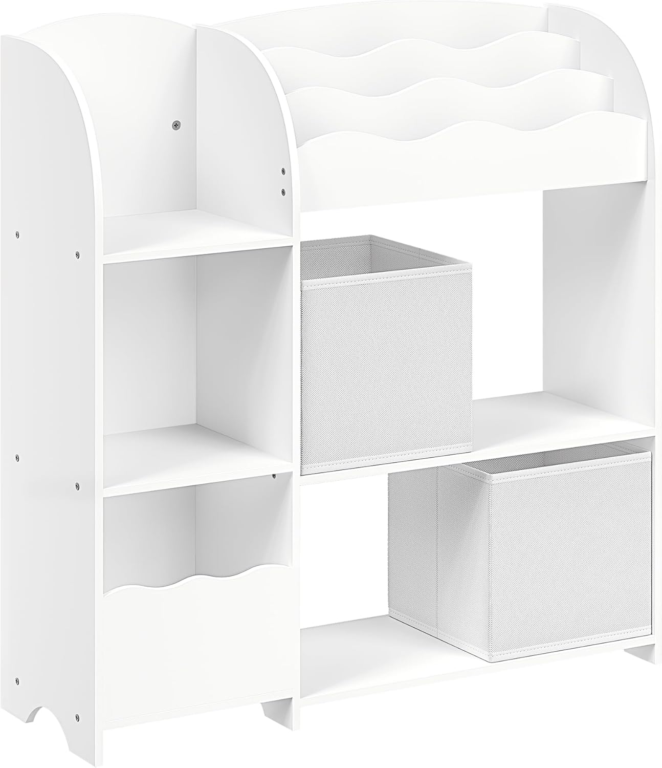 SONGMICS – Étagère enfants – 2 bacs, rangement jouets et livres, blanc nuage, GKR042W01