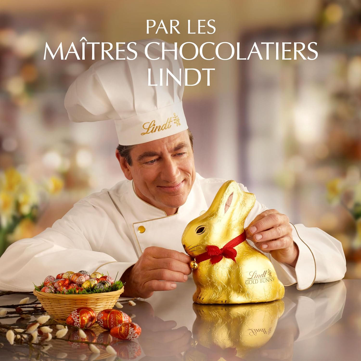 Lindt - Mini-moulages Lapin Or - 5x10g - Chocolat au lait, spécial Pâques