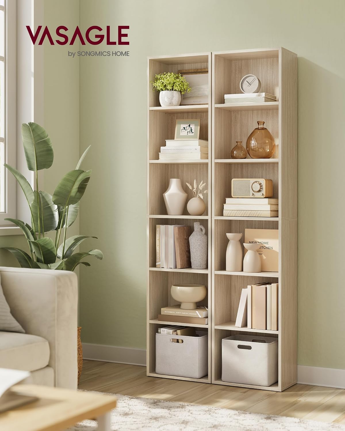 VASAGLE - bibliothèque sur 6 niveaux - 24x40x178,5 cm - rangement ouvert LBC167L01