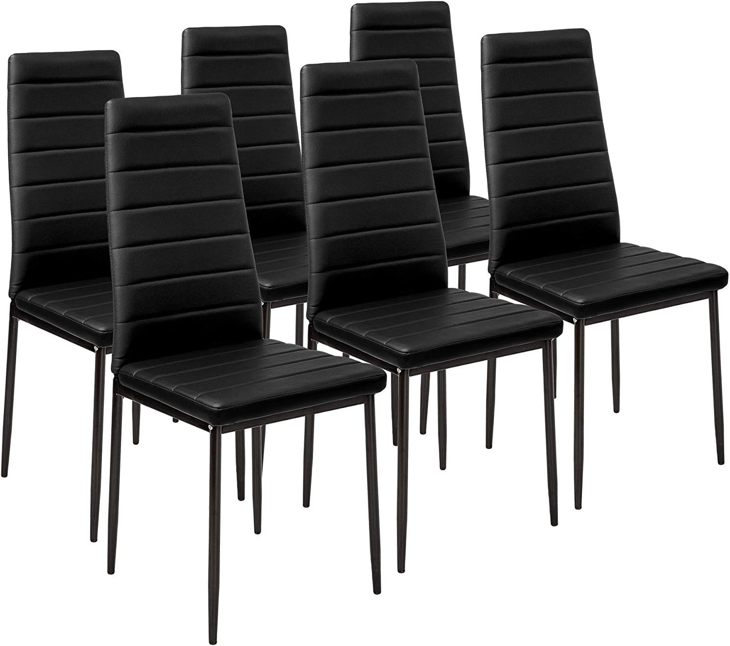Chaises de salle à manger - lot de 6, assise rembourrée épaisse - noir