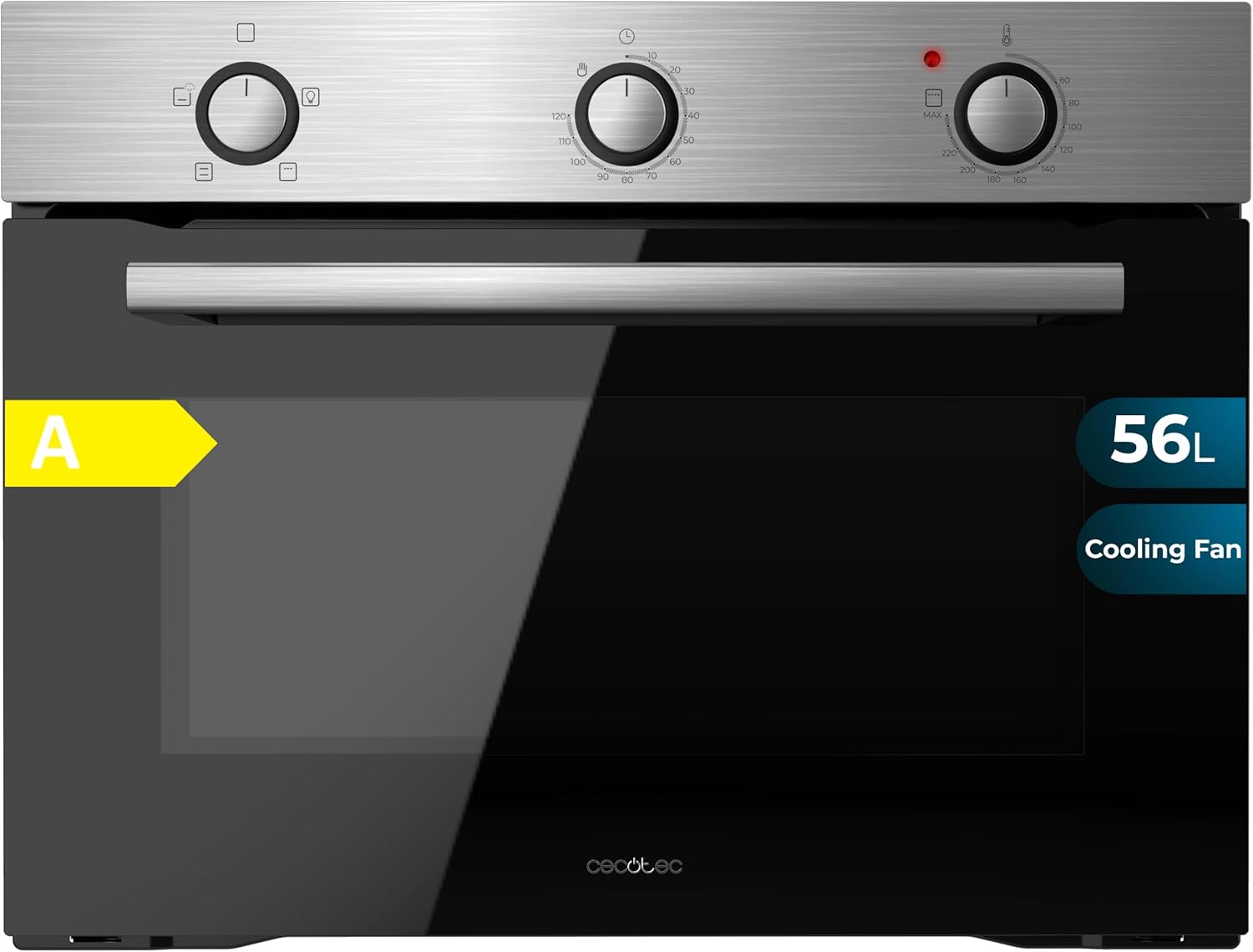 Cecotec - Four encastrable Bolero Hexa - 45 cm - 56L, 2600W, Inox, 4 fonctions, A, C134500