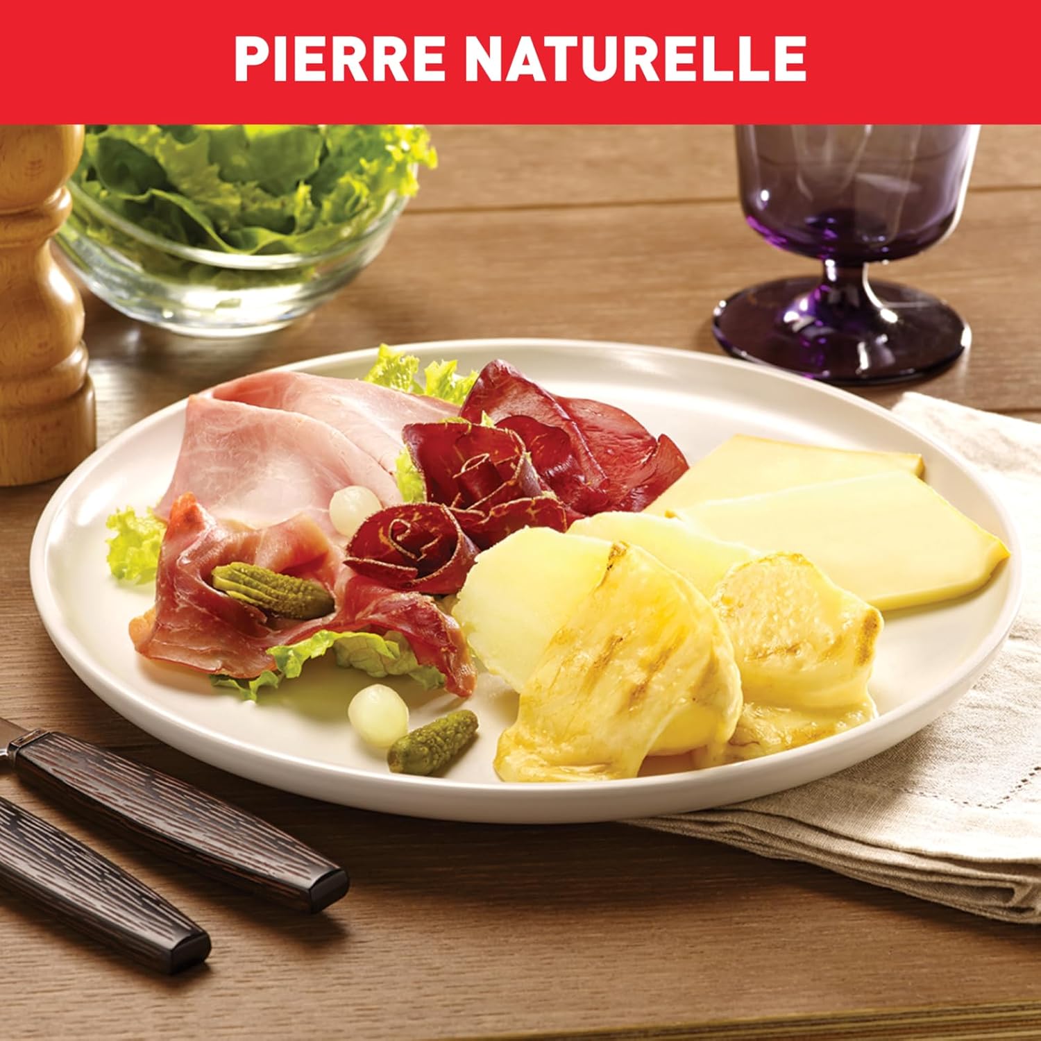 Tefal - Raclette Pierrade 10 personnes - fonte, pierre naturelle, PR457B12