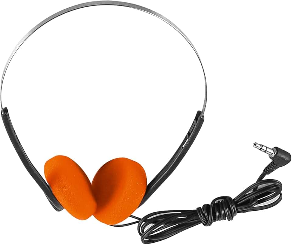 Casque supra-auriculaire rétro - orange - léger, stéréo, Hi-Fi, compatible téléphones et Walkman