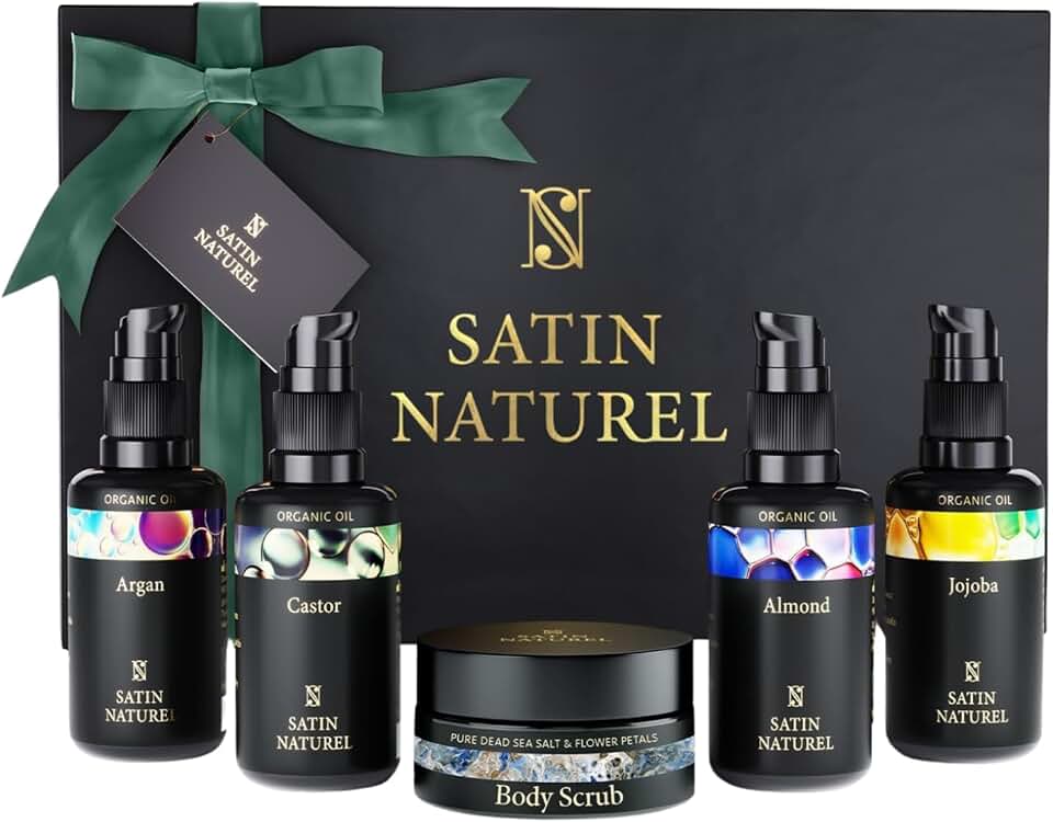 Satin Naturel – Coffret Beauté 5x30ml – Huiles naturelles et gommage corps