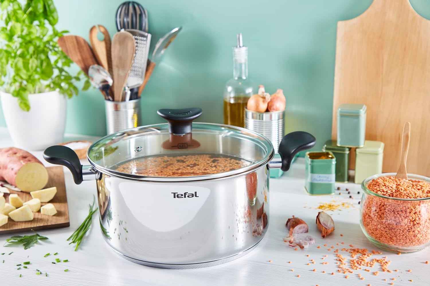 Tefal - faitout Primary - 24 cm 5 L - inox induction + livre recette E3084604