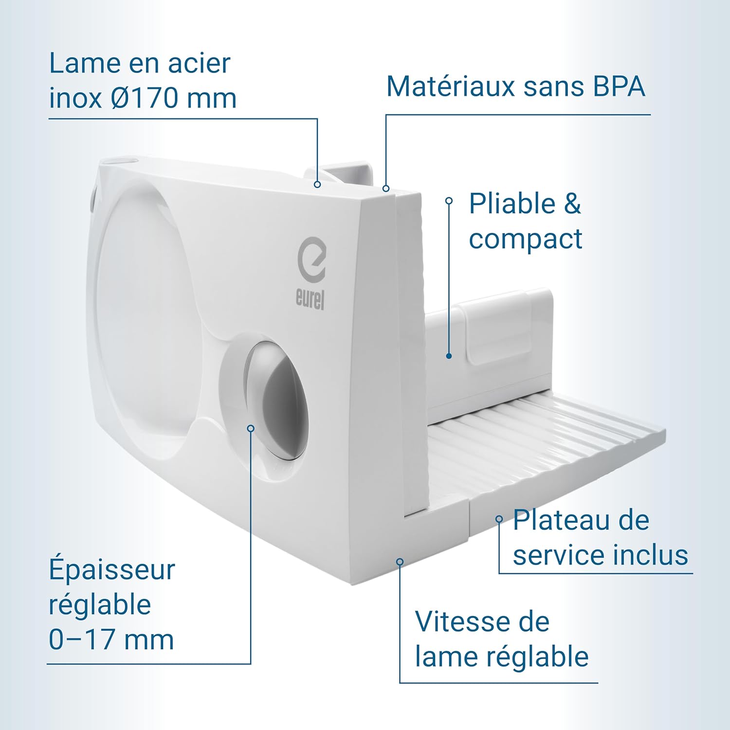 EUREL - trancheuse pliable Ø170mm, lame inox, ép. réglable - RS46