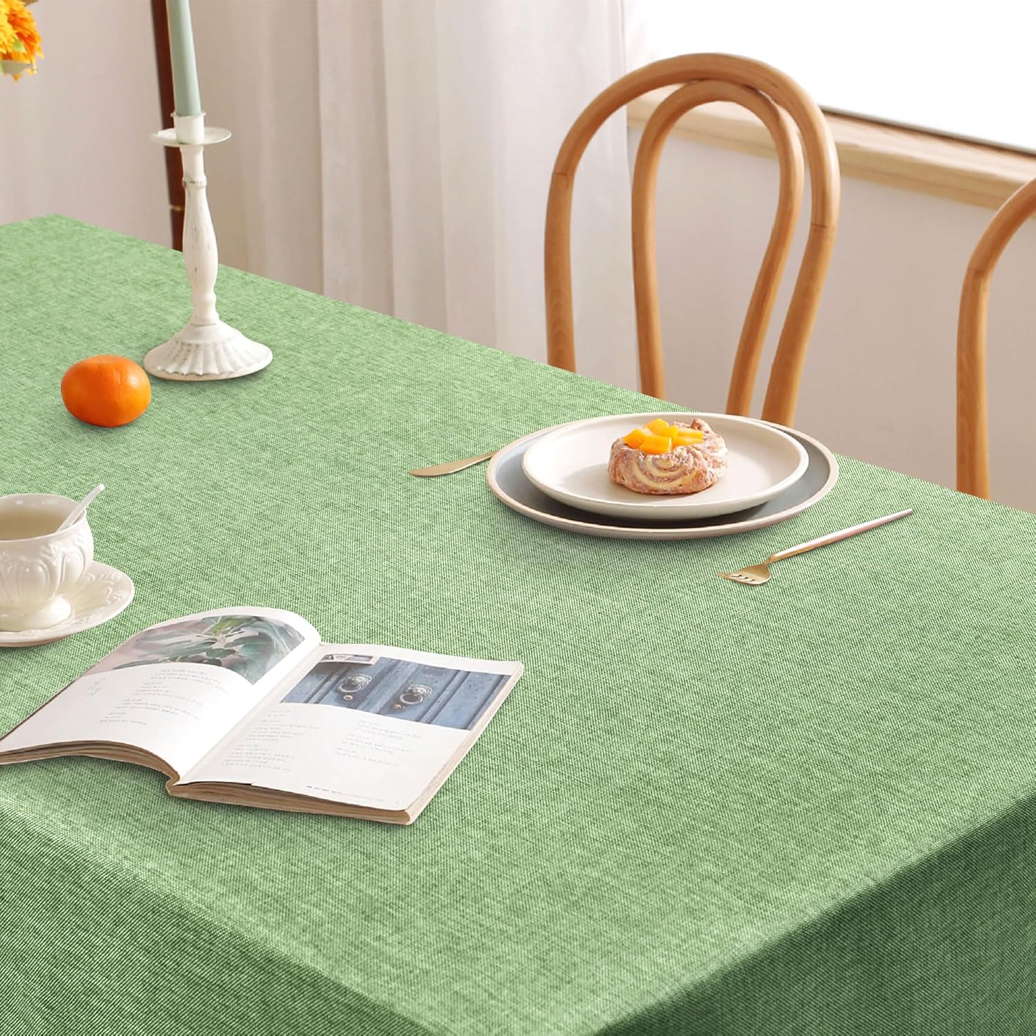 DWCN - nappe aspect lin 135x300cm, lavable, imperméable, anti-tache