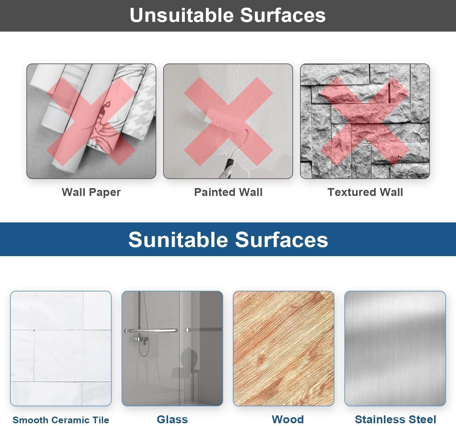 Porte-serviettes mural 304 inox, bras unique, adhésif, 34 cm, salle de bain, argent