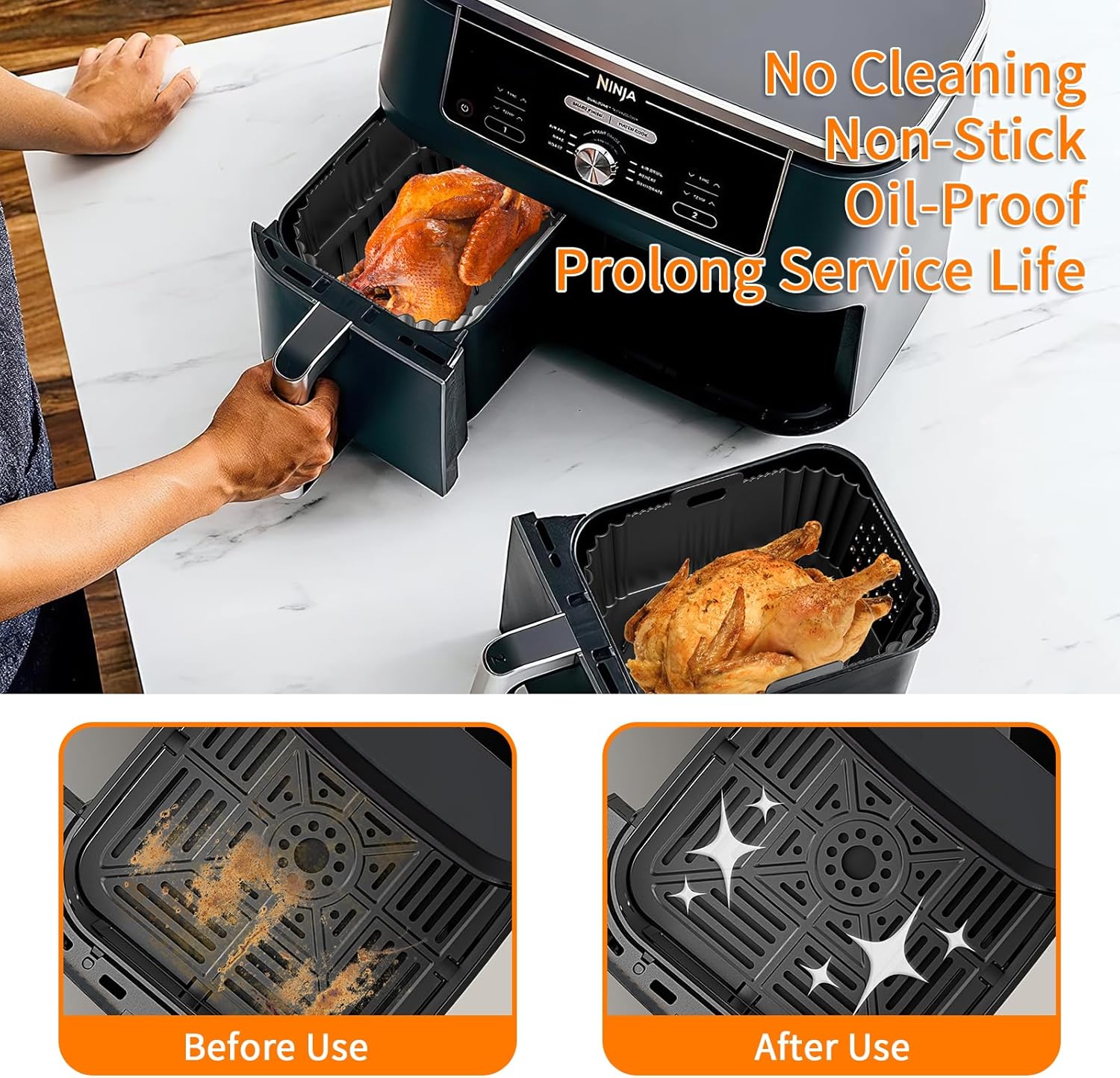 Moule silicone airfryer – compatible Ninja Foodi Max – lot de 2 – pour friteuses 9,5L/7,5L – accessoires cuisson – SL400