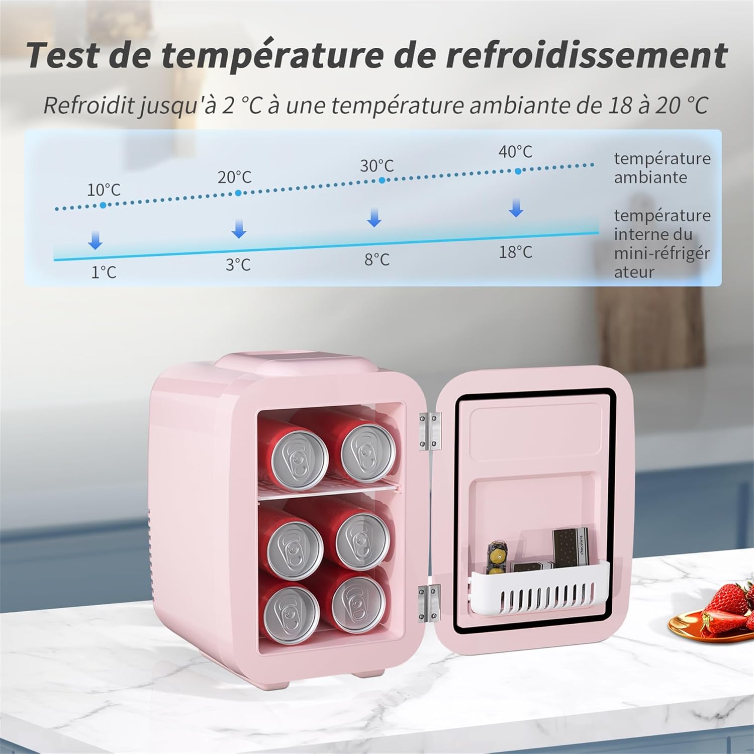 YASHE - Mini Frigo 4L - compact, thermoélectrique, bureau/voiture