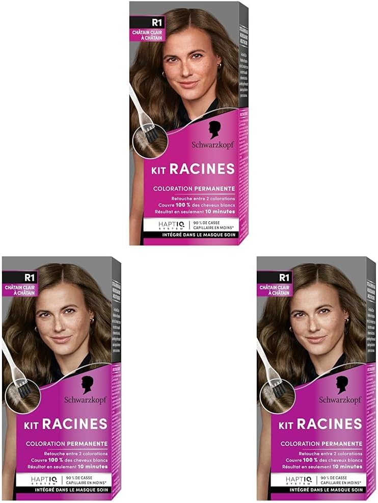 Schwarzkopf - Kit Racines - retouche racines nourrissante - lot de 3 - Châtain clair à châtain