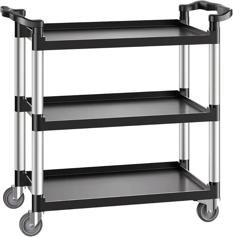 VEVOR - chariot de service 3 niveaux 1060x490x980mm, roulettes pivotantes