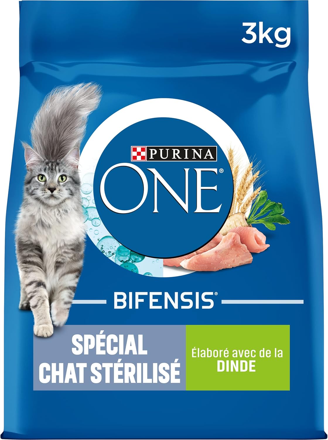 Purina One - Chat stérilisé - 3kg - Dinde, alimentation complète