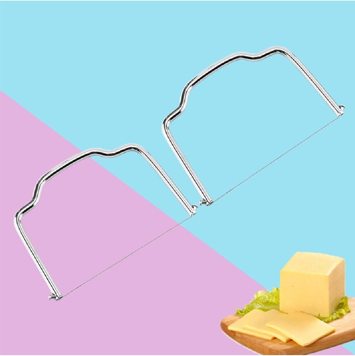 Trancheuse à fil - coupe-fromage, beurre, foie gras - inox - 2 pièces