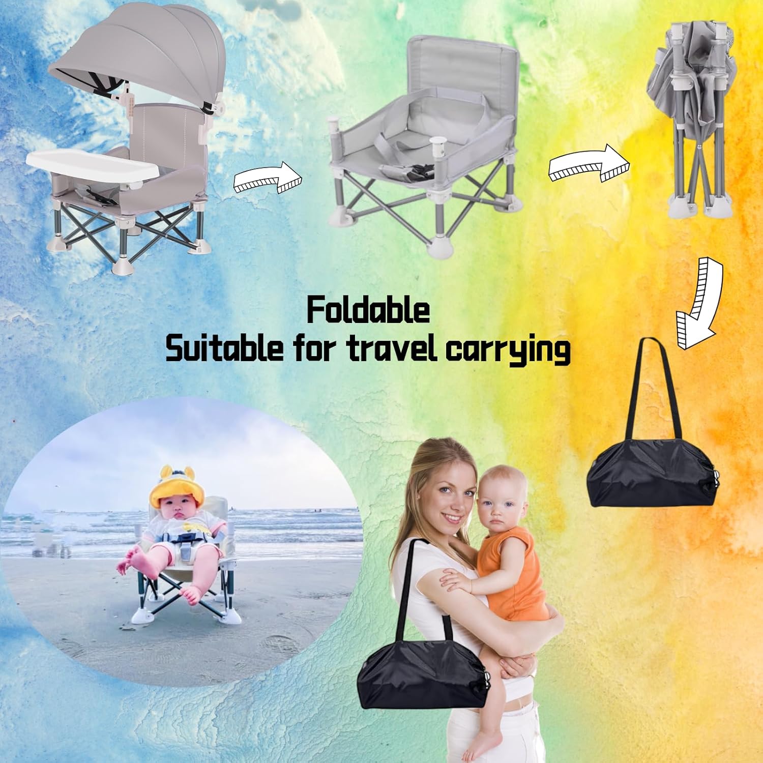 Little Bean - rehausseur pliable bébé - compact - plateau amovible, gris