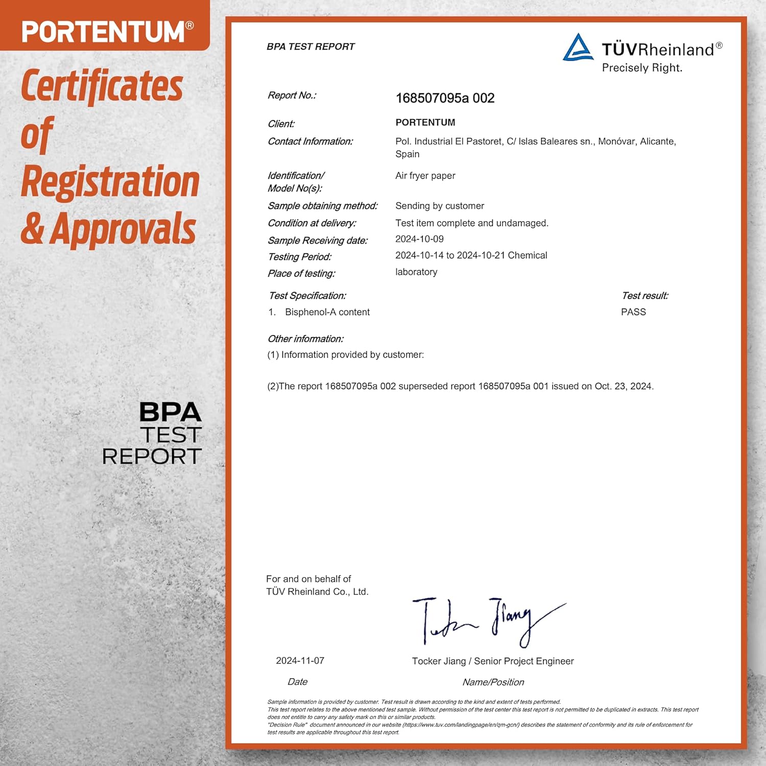 PORTENTUM - papier cuisson friteuse double - 22x14cm - 100 pièces, sans BPA, rectangulaire, compatible Ninja Foodi Dual 