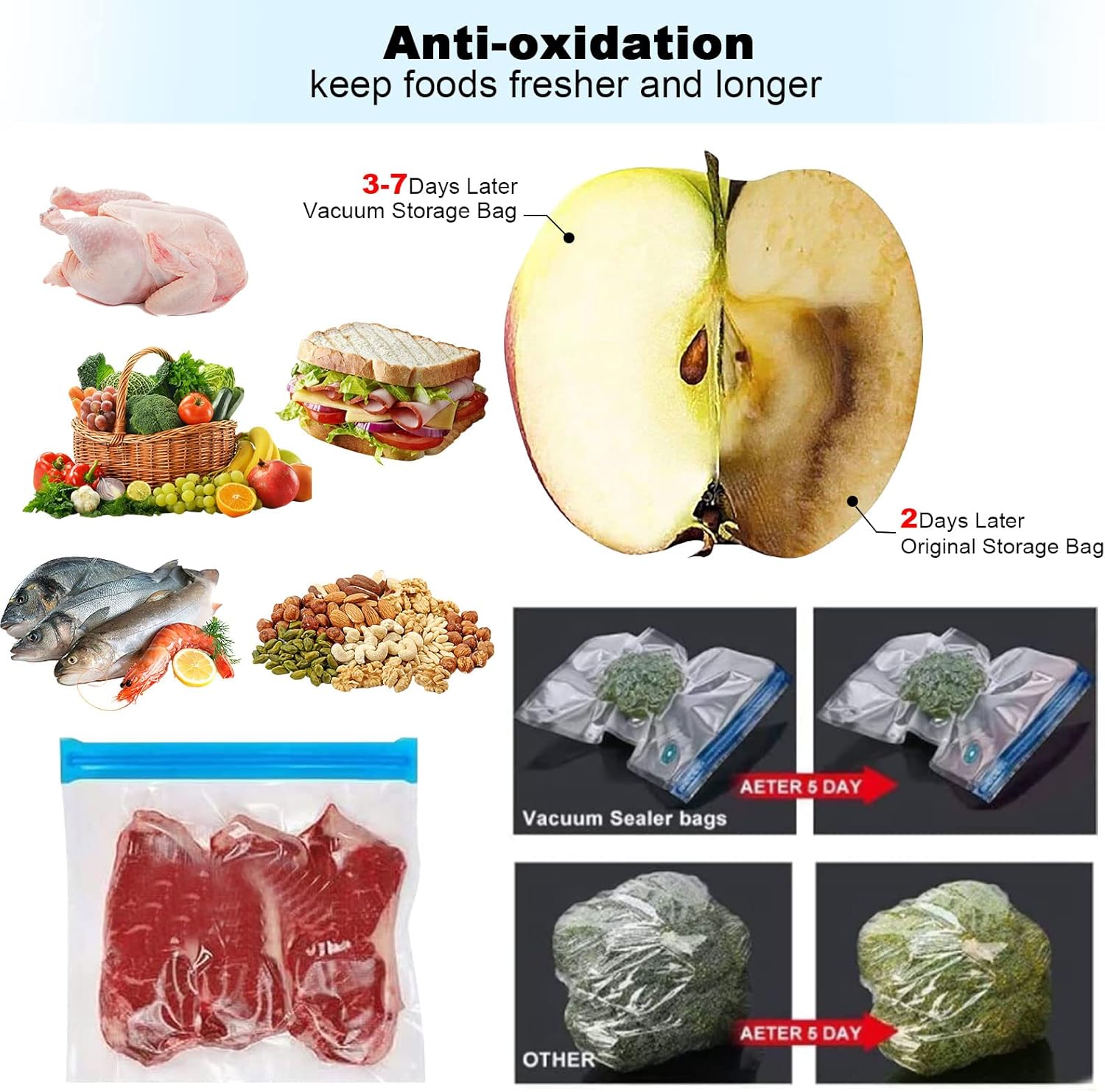 Scelleur sous vide automatique - USB, 10 sacs, 2 clips, compact