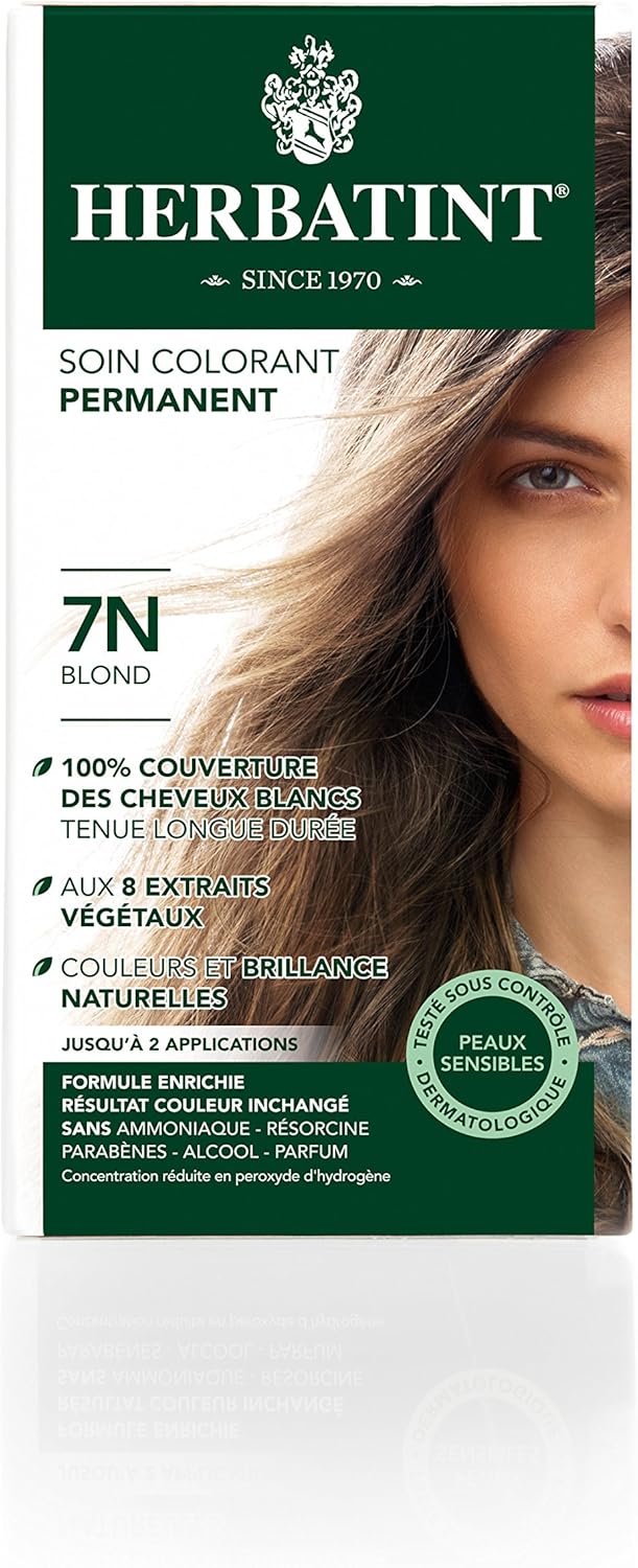 Herbatint - Soin Colorant Cheveux 7N Blond - 150ml - Sans ammoniaque, 100% couvrant, 8 extraits bio