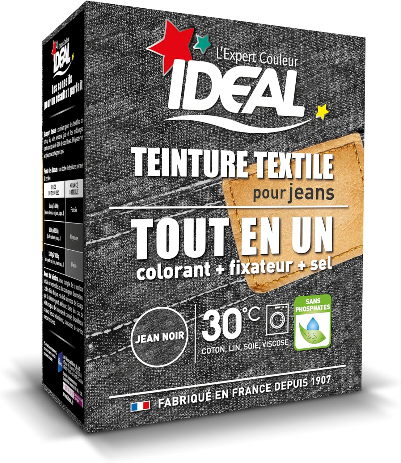 Ideal - Teinture Textile Tout en un - 350g - teinture jean noire