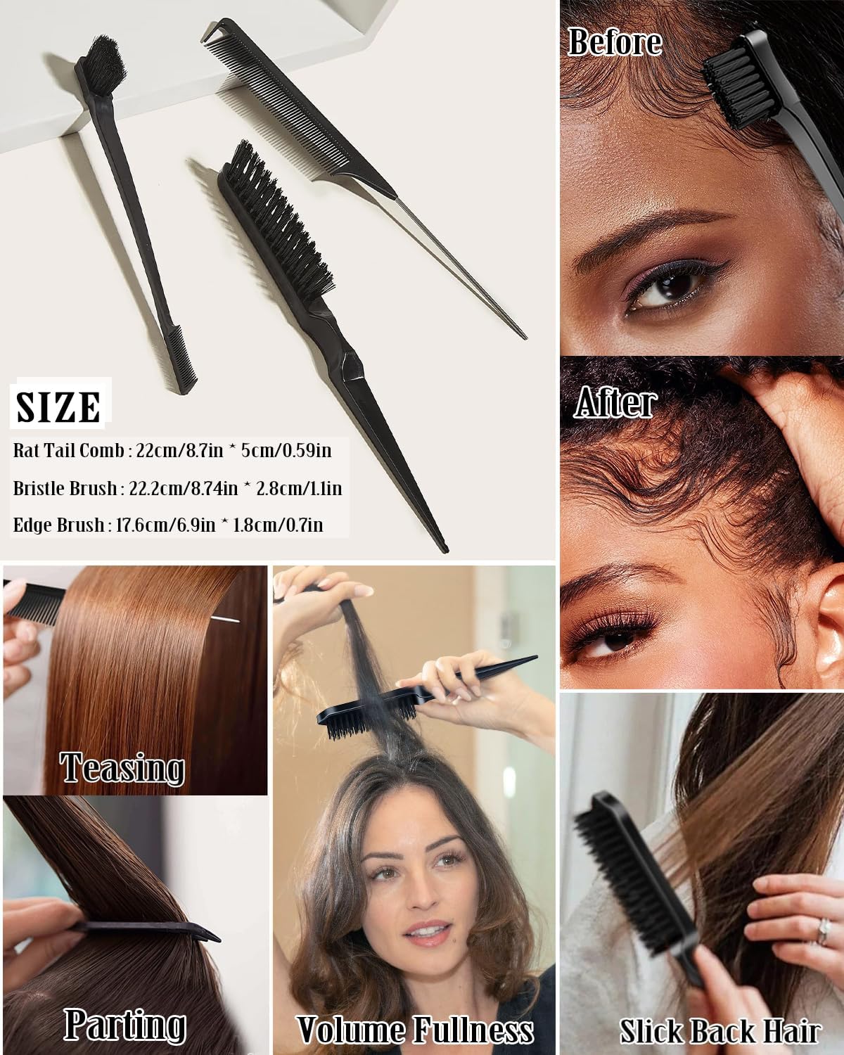 Set coiffage cheveux - cire, brosses, crème - anti-frisottis, usage femmes/enfants