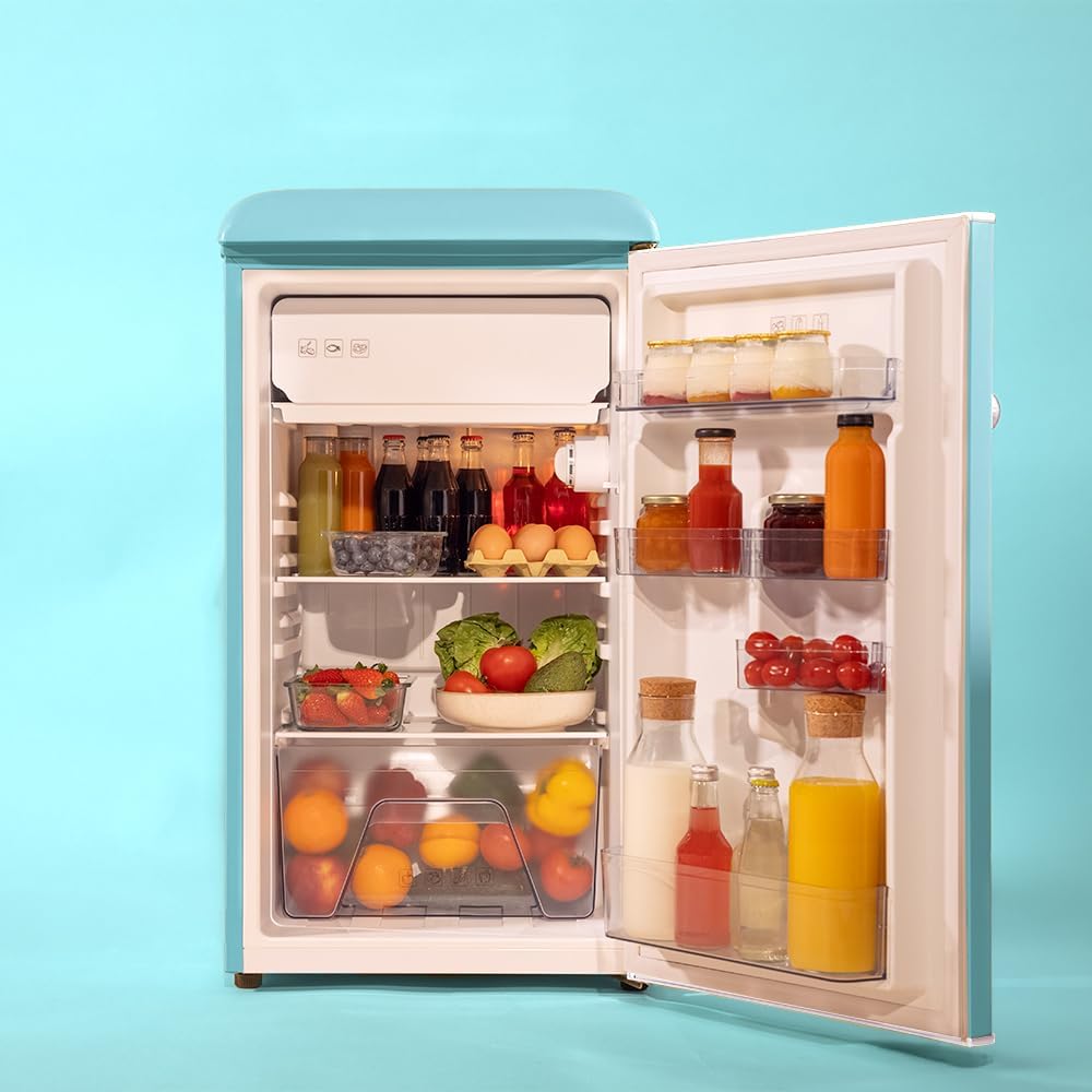 Cecotec - Mini Frigo Retro Bolero Coolmarket - 89,3x48,7cm - 95L, Classe E, Bleu - TT Origin 103