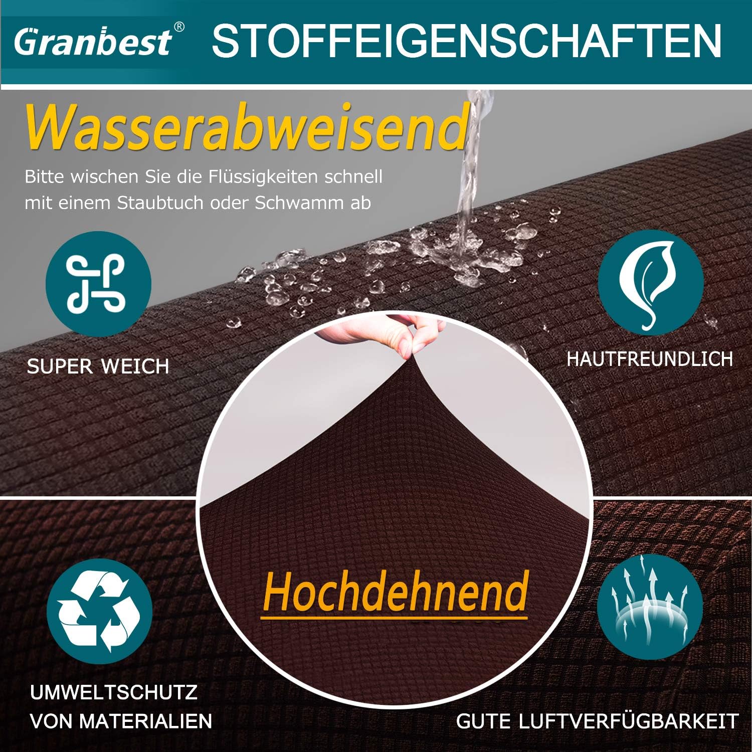 Granbest - housse canapé stretch Jacquard 1 place - imperméable, mousse antidérapante