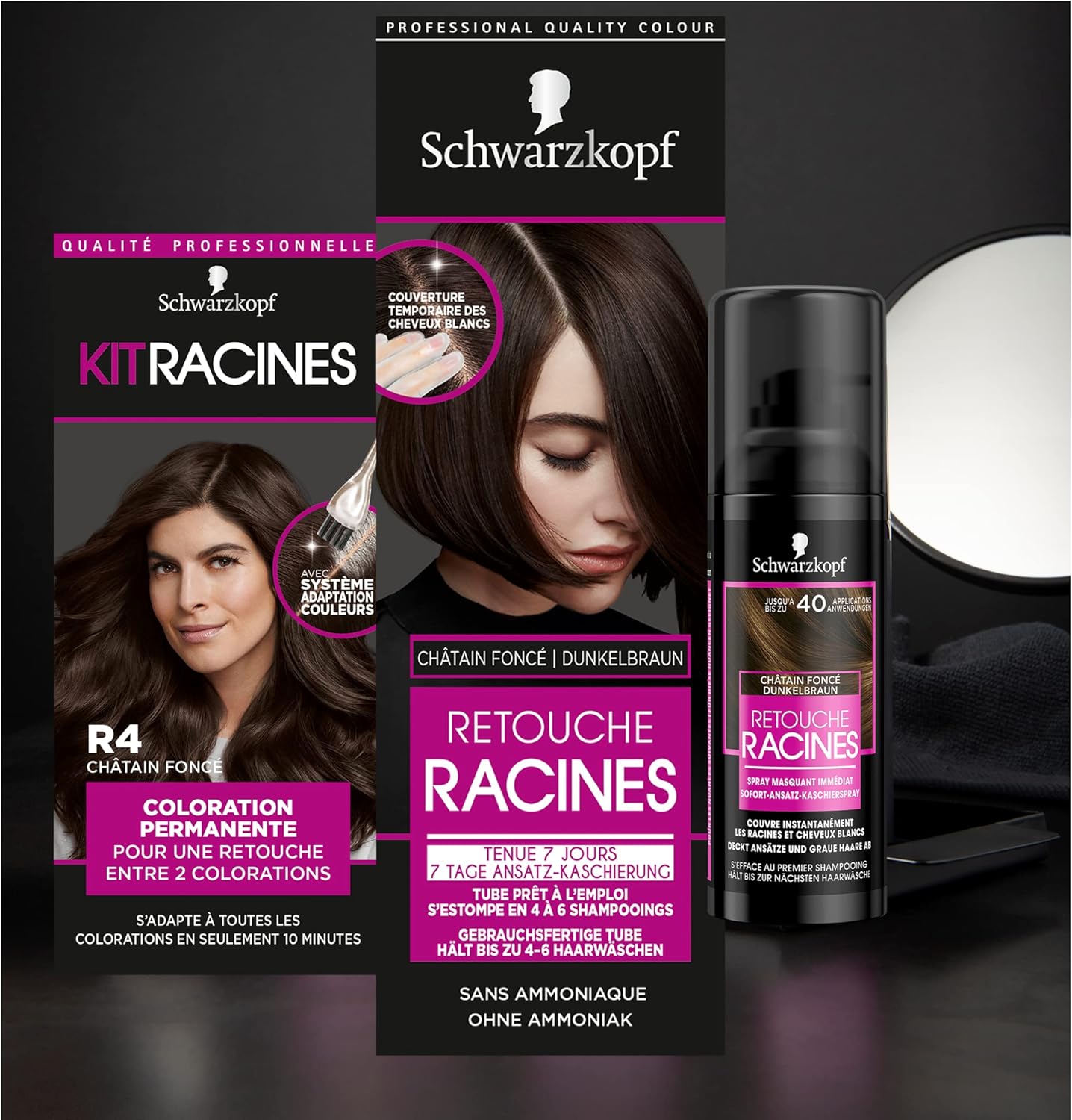 Schwarzkopf - Kit Racines - permanente nourrissante - châtain foncé - R4