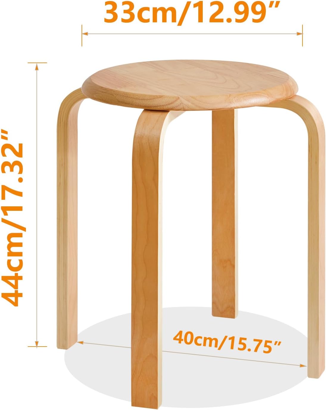 IBUYKE - Chaises salle à manger empilables bois massif, assise lisse, 4 pièces - RF-752-4