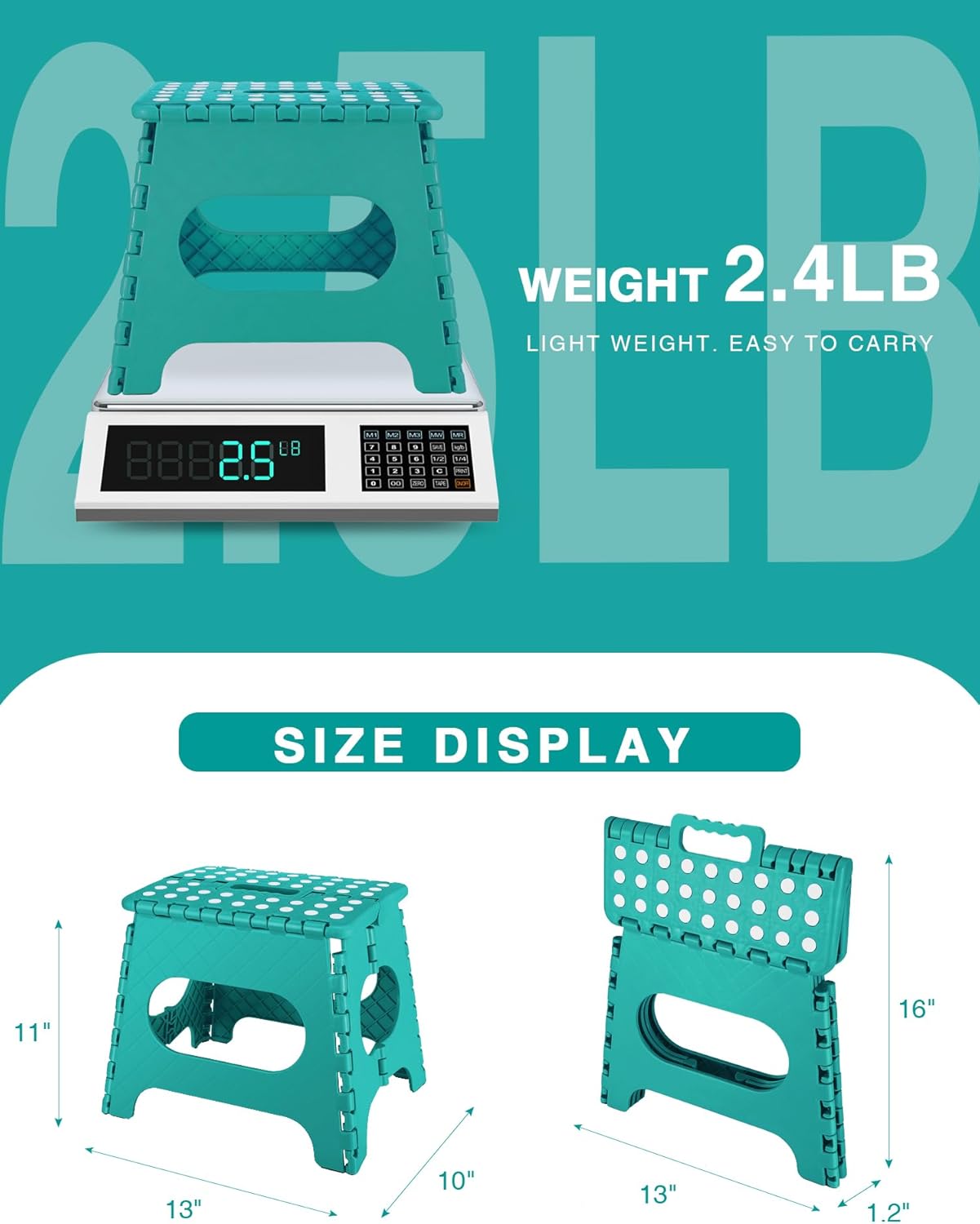 HOUSE DAY - Tabouret pliant série, 27cm, capacité 150kg, léger, compact