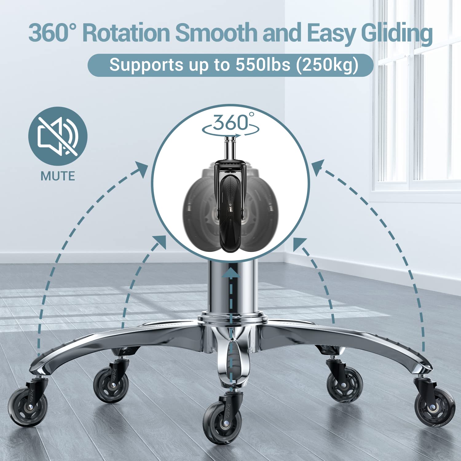 Roulettes de bureau - 5pcs - 11x22 mm - silencieuses, pivotantes, anti-rayures