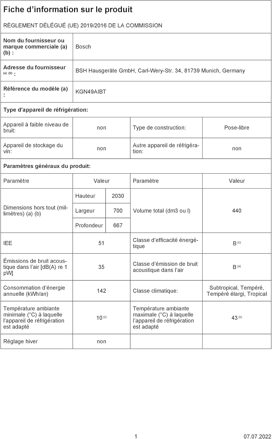 Bosch - combiné Série 6, 440L, 203x70cm, inox, anti traces - KGN49AIBT