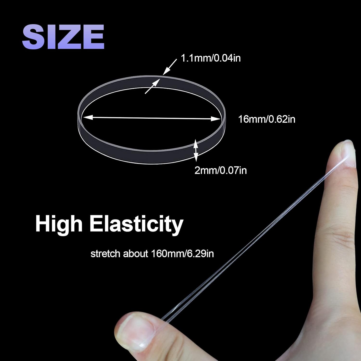 Elastiques à cheveux - 500 pièces - caoutchouc, transparents, enfants