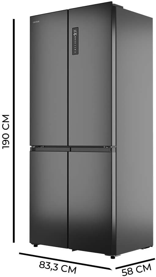 Cecotec - Bolero CoolMarket 4D, 456 L, 189x83 cm, No Frost, Inverter, 4 portes, 4D456SBI