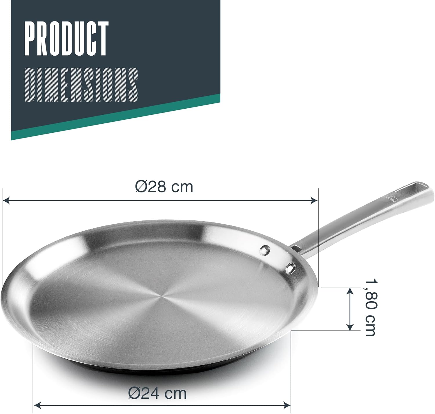 Lacor - Foodie crêpière inox 28cm, induction, lave-vaisselle, 45829
