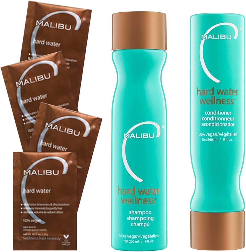 Malibu C - kit bien-être eau dure, shampoing 9oz, soin 9oz, traitement 0,17oz