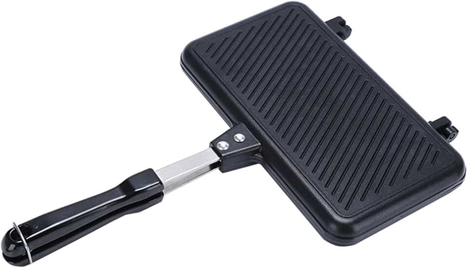 Appareil à croque monsieur antiadhérent, cuisson gaz, multifonction, cuisson crêpes, 30x15cm