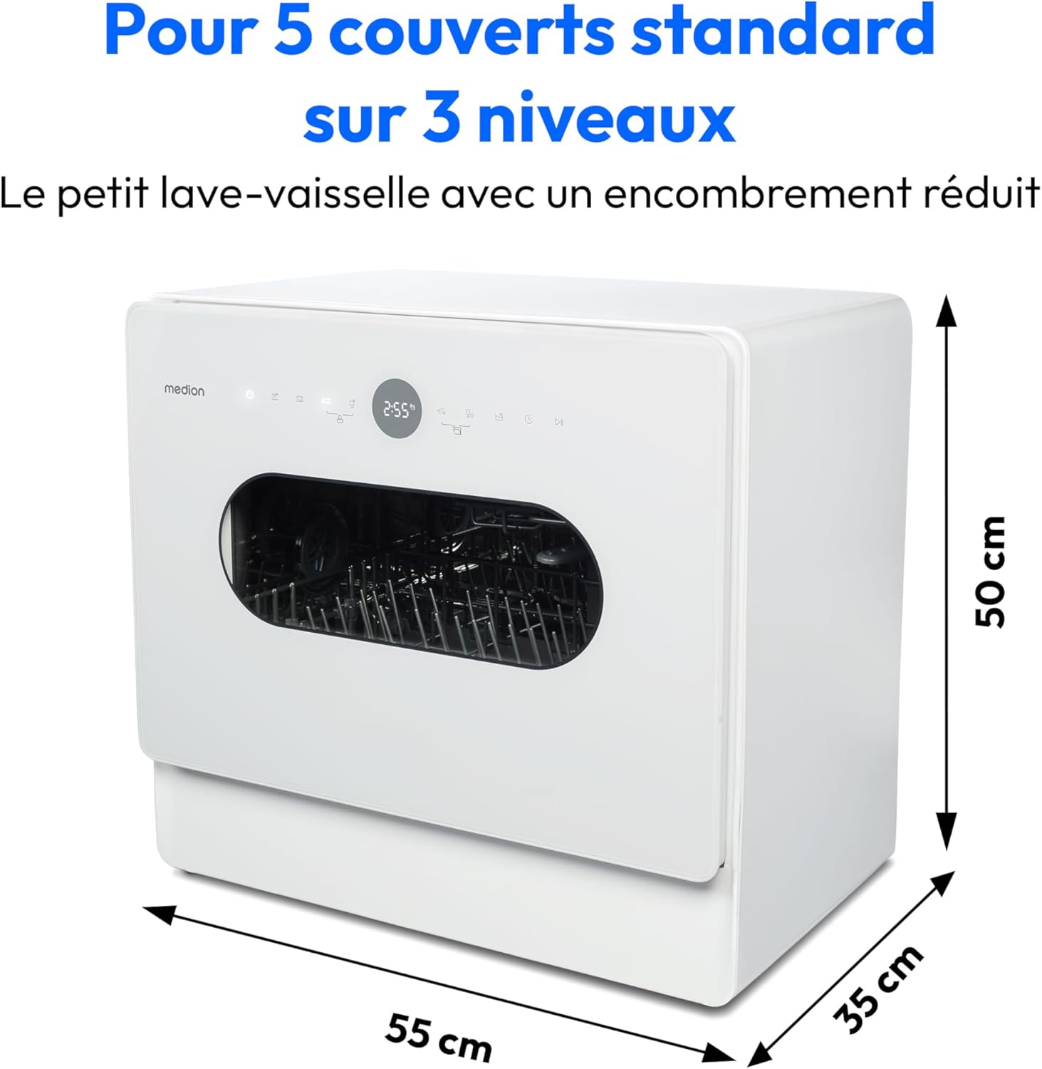 Medion - mini lave-vaisselle compact, 5 couverts, 7 programmes, DWT51