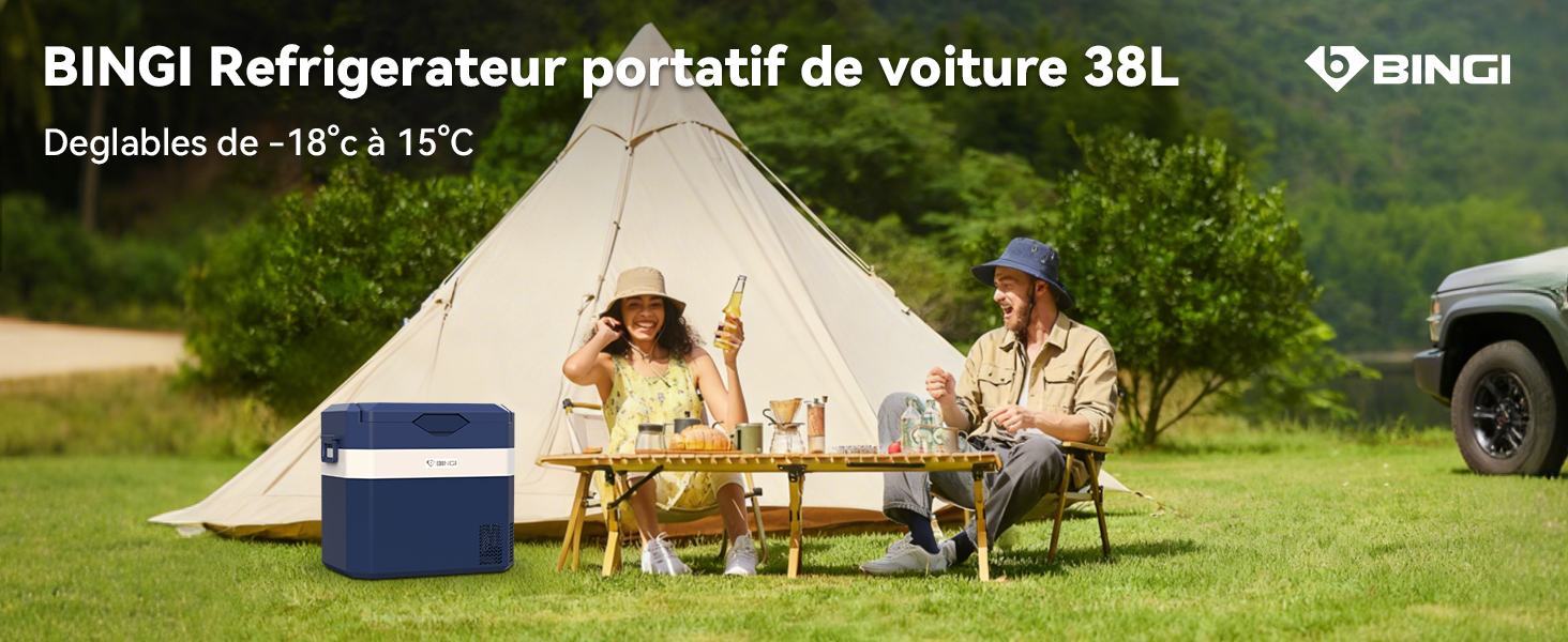 BINGl Refrigerateur portatif de voiture 38L