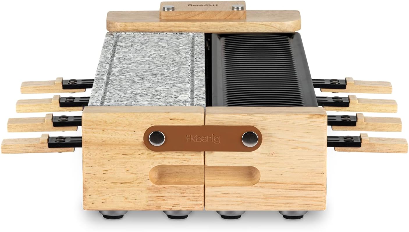 H.Koenig - WOD360 - raclette 8 personnes, 1400W, pierre granit, socle pivotant 180°