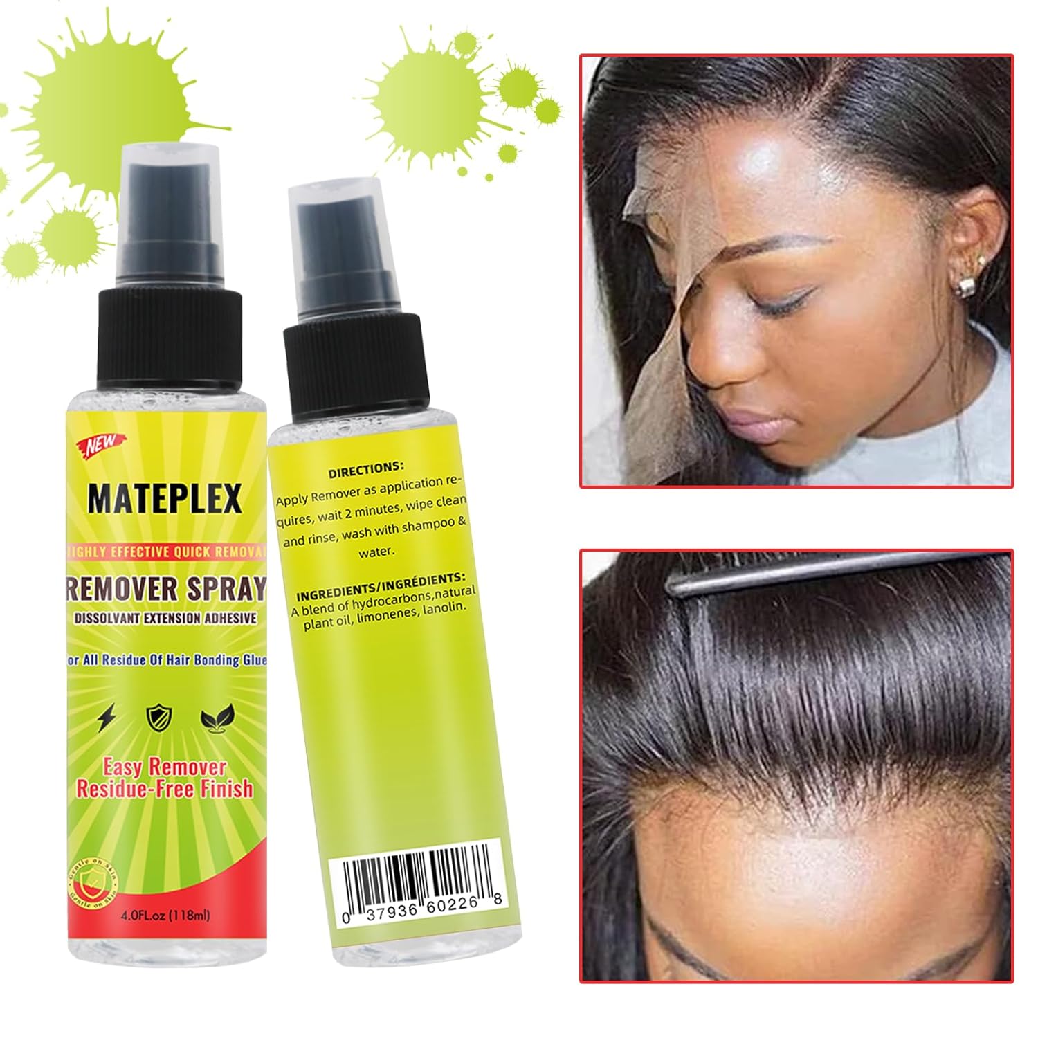 Dissolvant extensions adhésives/colle perruque - 118ml - action rapide, facile à utiliser, entretien postiches