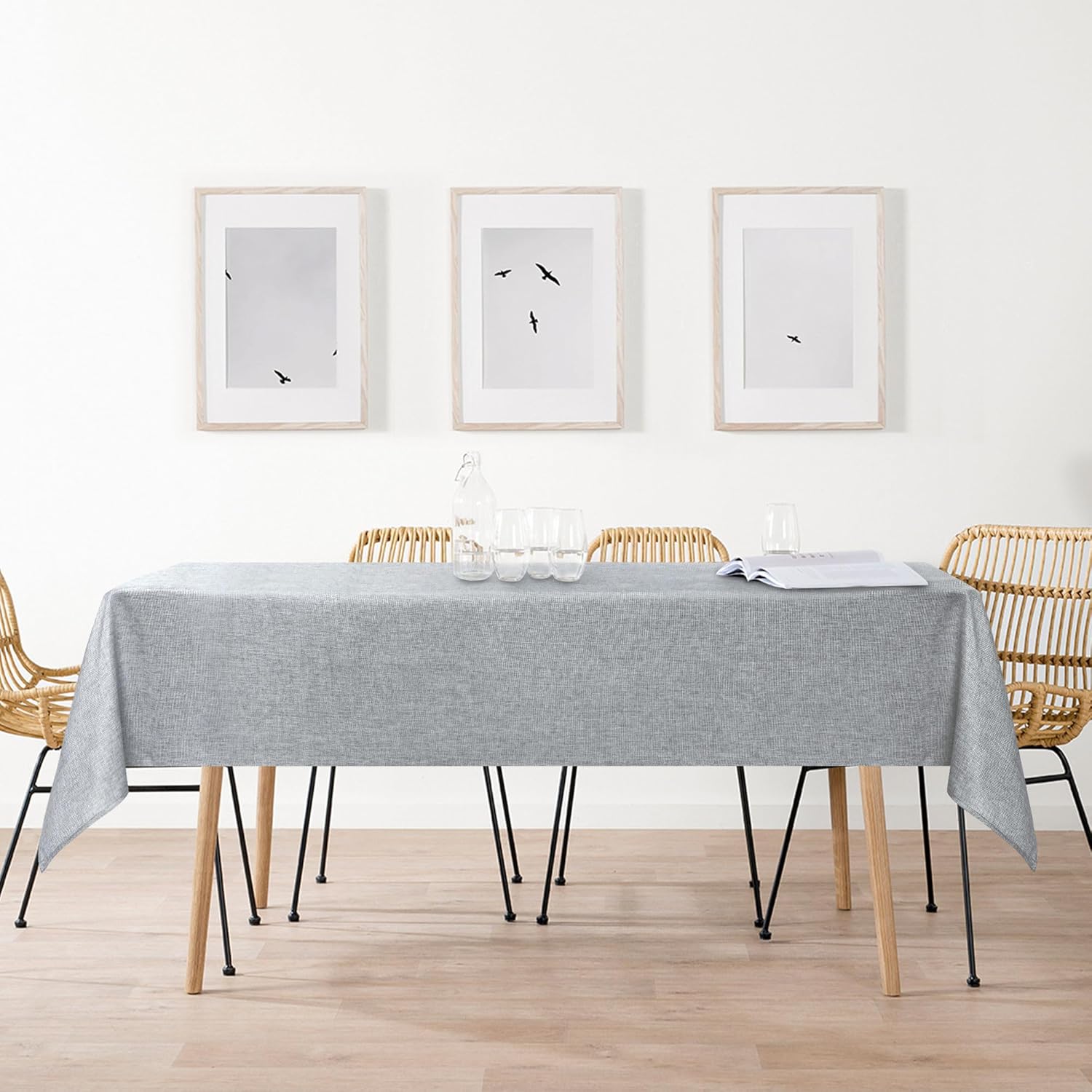 DWCN - Nappe aspect lin lavable 110x110cm, anti-tache, imperméable