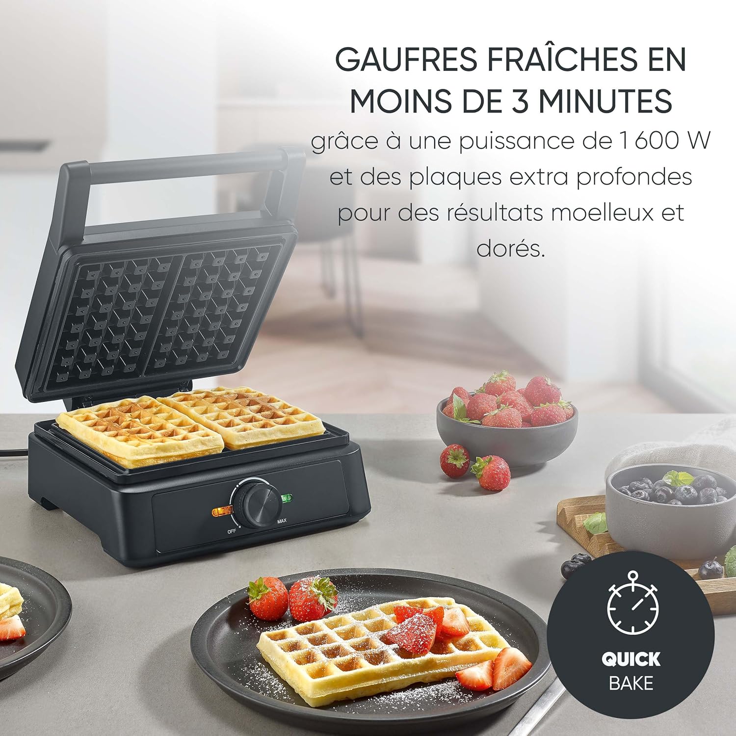 SEVERIN - gaufrier compact - 1600W, antiadhésif, sans PFAS, WA 2130