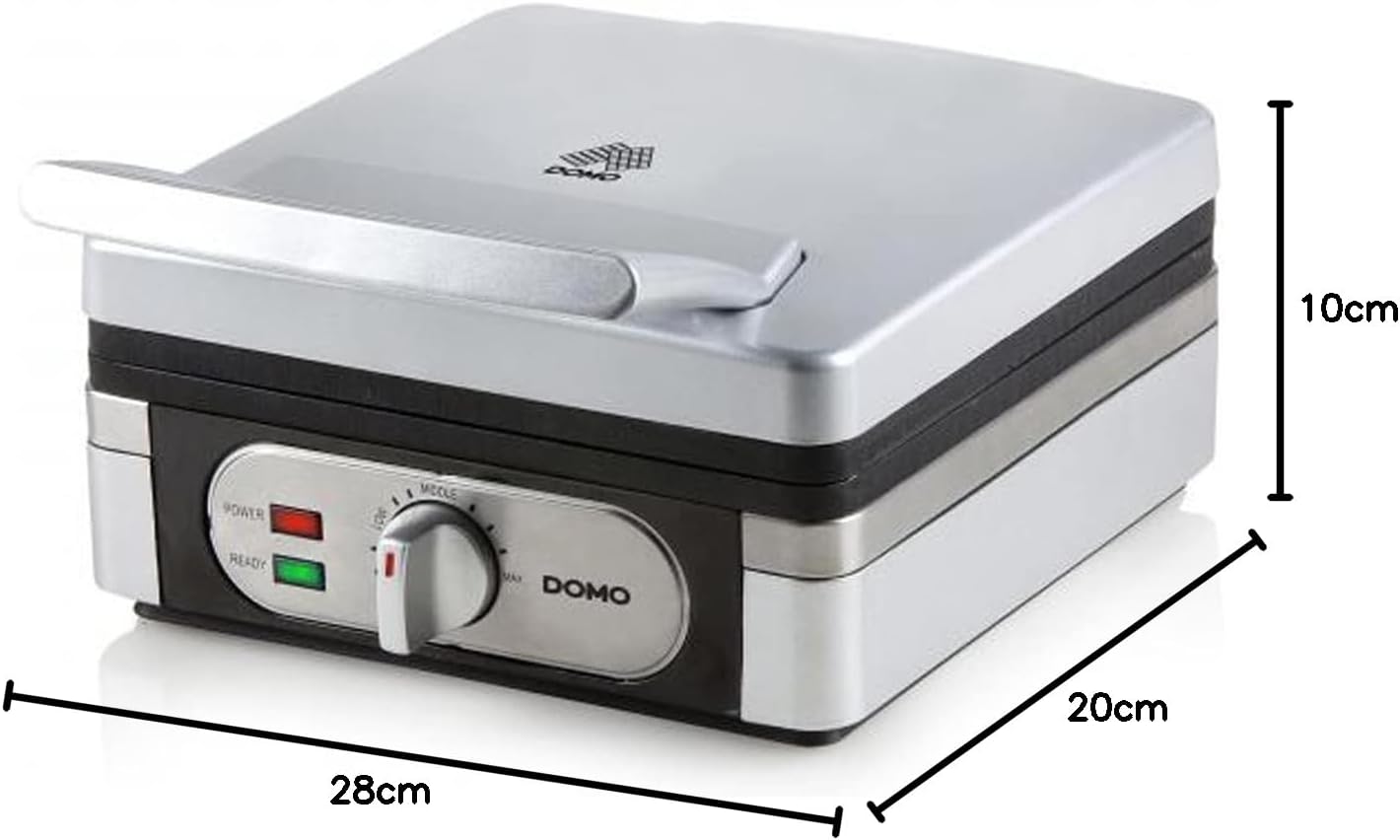 DOMO - Gaufrier série DO9047W - 4x7 gaufres - Inox, 1400W, DO9047W