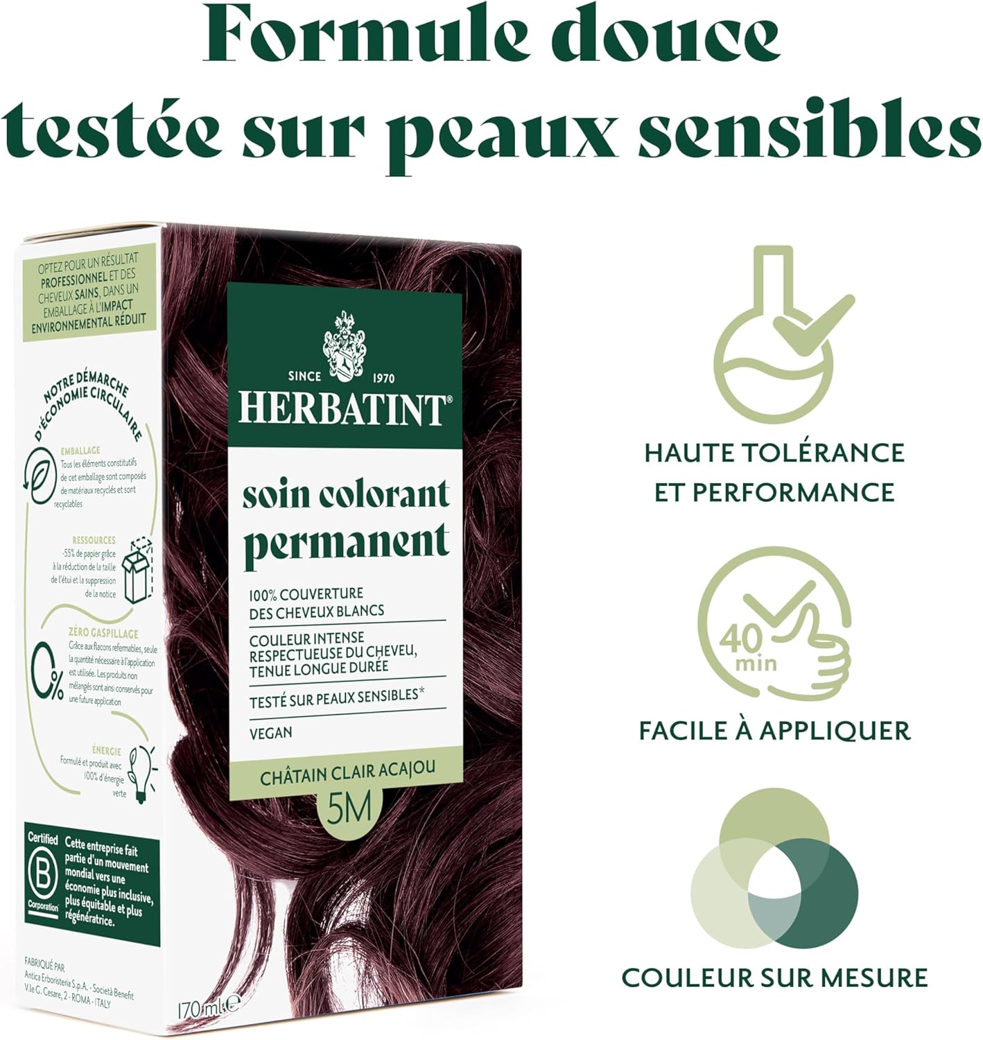 Herbatint - coloration permanente cheveux 170ml sans ammoniaque 5M