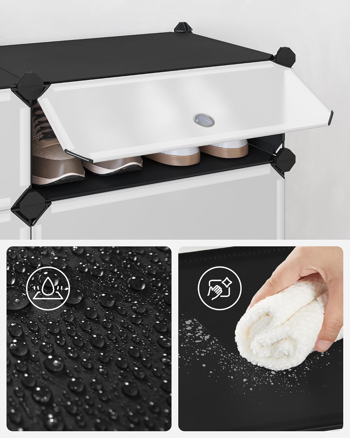 SONGMICS - meuble à chaussures modulable 10 compartiments, env. 60x30x180 cm, capacité 20 paires, noir, LPC10HV1