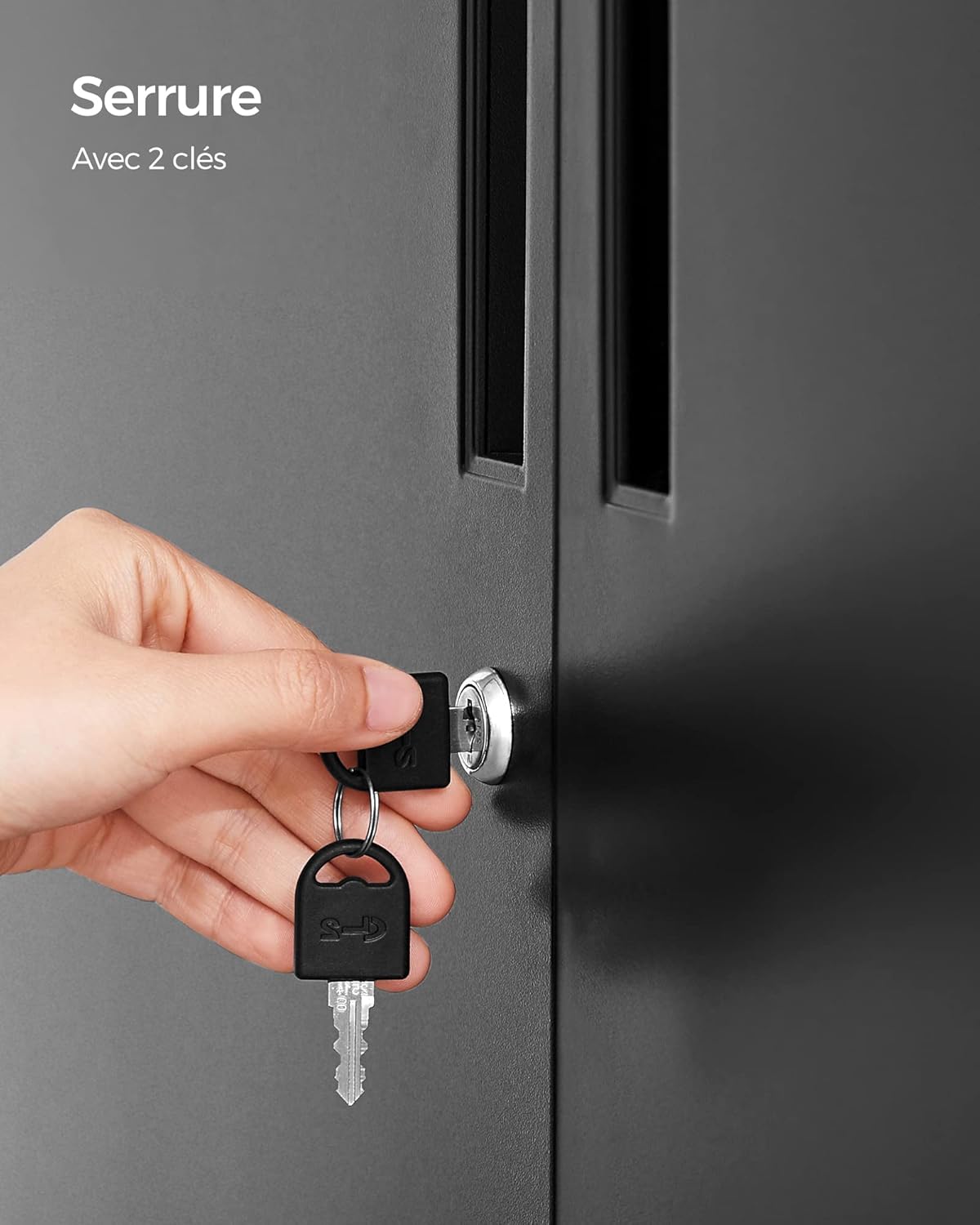 SONGMICS - caisson de bureau 2 portes acier, verrouillable, noir mat, OMC013B01