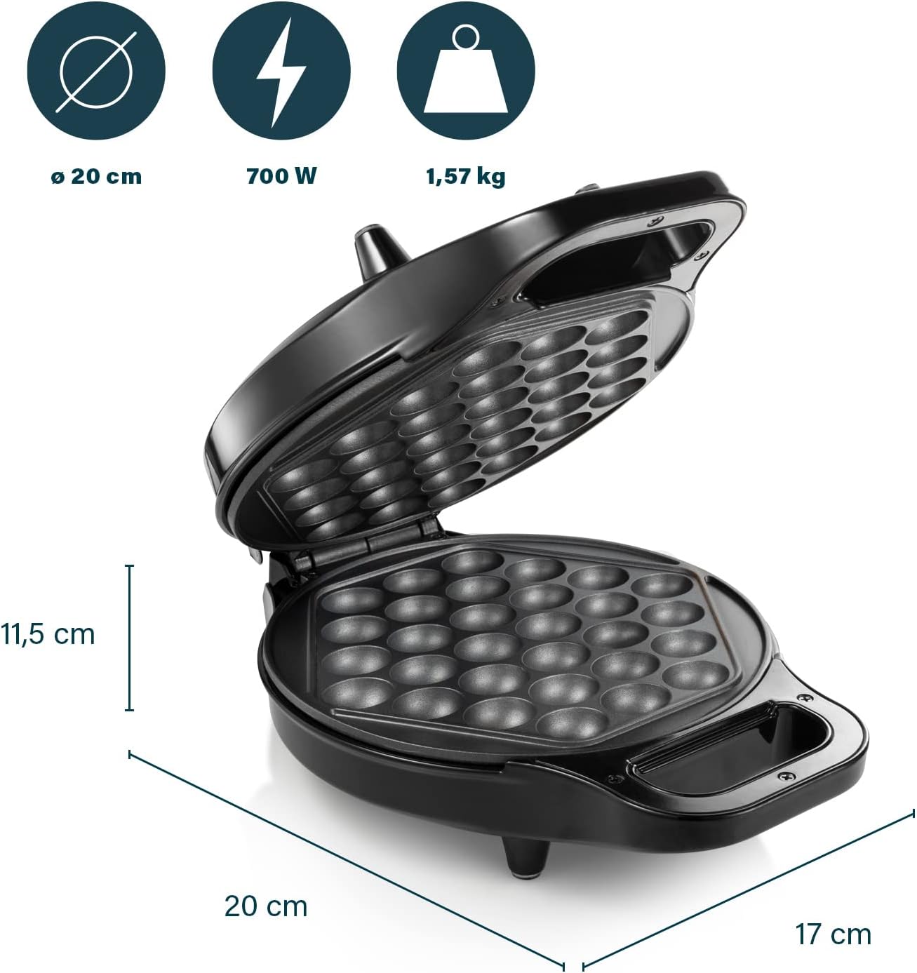 Princess - Gaufrier ouverture 180°, 700W, câble 0.7m, antiadhésif - 132465