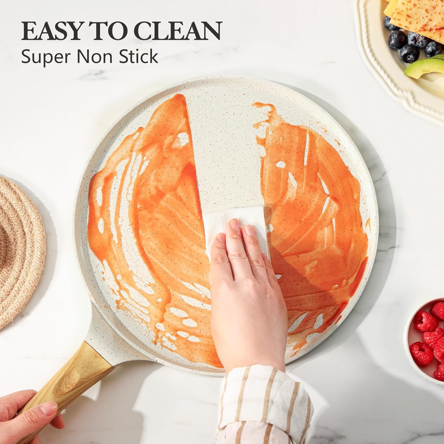 SENSARTE - poêle à crêpes 26cm - céramique, induction, poignée ergonomique